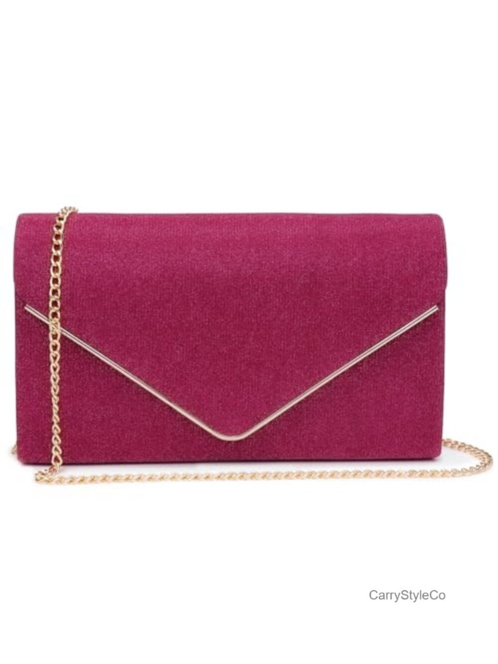 Glitter Frosted Clutch Evening Bag Wedding Purse with Chain Strap
